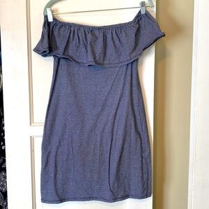 Striped black/white off shoulder dress, S